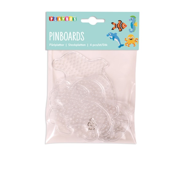 Pärlplattor Bläckfisk, delfin, fisk & sjöhäst 4 st