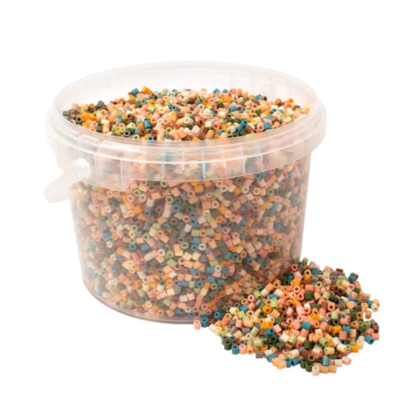 Rörpärlor i hink 20000 st Dov pastellmix
