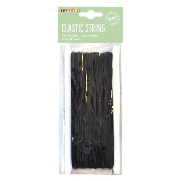 Elastisk snodd svart 25 m Ø 1 mm
