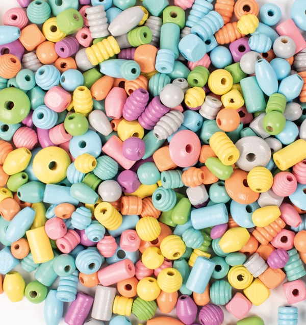 Träpärlor pastellmix 250g
