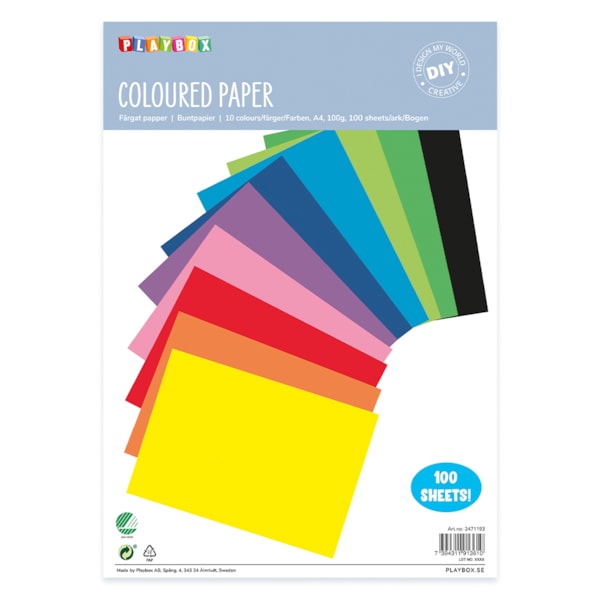 Papper A4 100g, 10 färg 100 ark