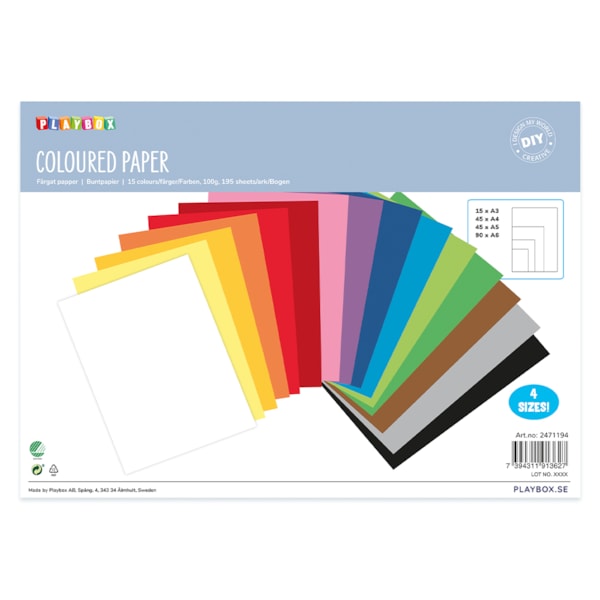 Papper A3 A4 A5 A6 100 g 15 färger