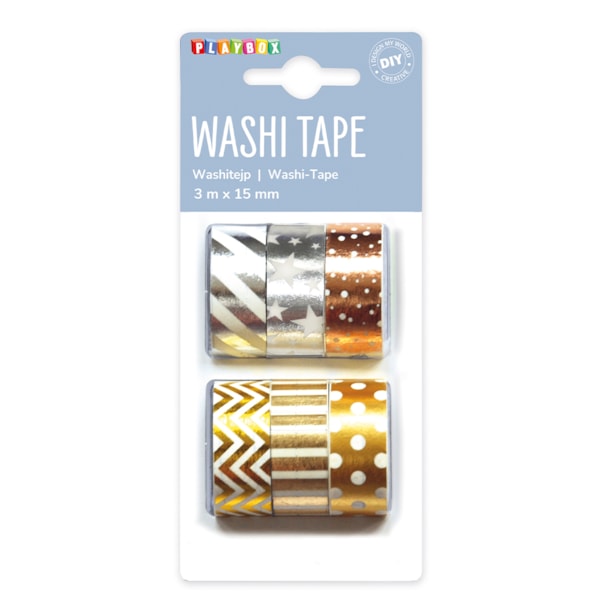 Washitape metallfärg 6-pack