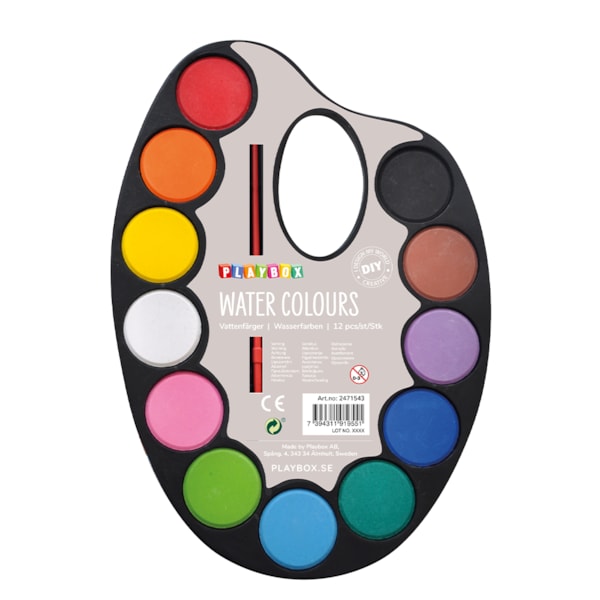 Palett med vattenfärger 12 färger
