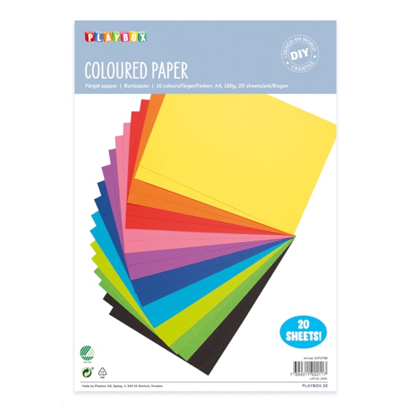 Papper A4 10 färger x 2 st 180 g