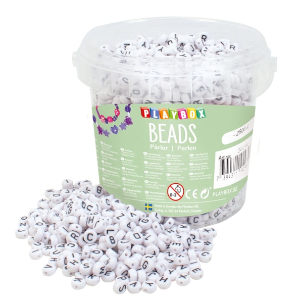Bokstavspärlor vita 2500 st