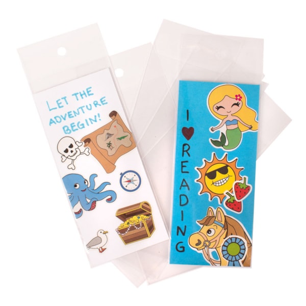 Bokmärkesfickor, plast, 15x5,5 cm, 10 st