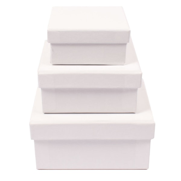 Pappersbox, fyrkantig,10x10x4, 8x8x3,5, 9x8x3, 3 st