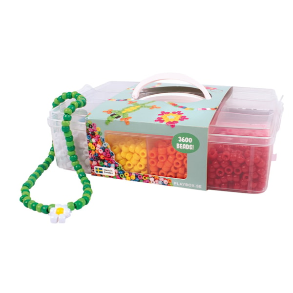 Pony beads in storage box,12 colours, 3´600 beads